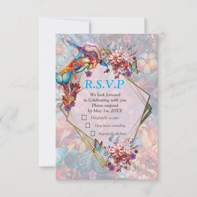 Fantasy Flowers express the joy of nature. RSVP Card (Front)