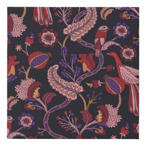Fantasy Flowers Natural Paisley Seamless Faux Canvas Print