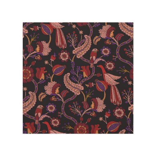 Fantasy Flowers Natural Paisley Seamless Wood Wall Art