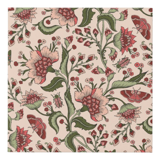 Fantasy Flowers Paisley Hand Drawn Faux Canvas Print (Front)