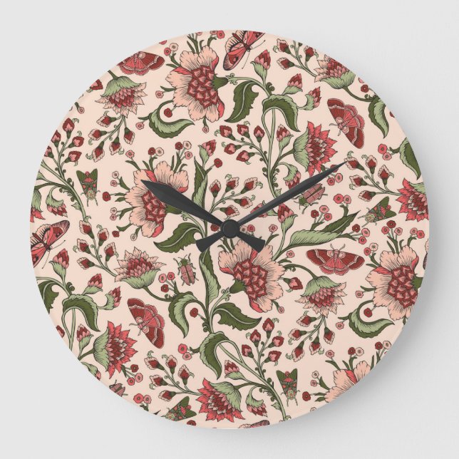 Fantasy Flowers Paisley Hand Drawn Large Clock (Front)