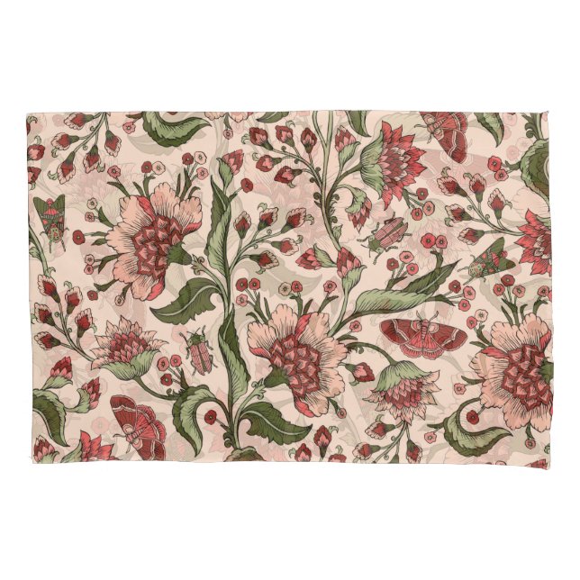 Fantasy Flowers Paisley Hand Drawn Pillow Case (Front)