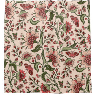 Fantasy Flowers Paisley Hand Drawn Shower Curtain