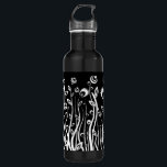 fantasy flowers water bottle<br><div class="desc">black and white illustration with fantasy flowers</div>