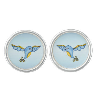 Fantasy Flying Blue Bird Cufflinks