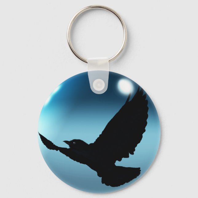 Fantasy Flying Crow & Orb Key-chain or Zipper-pull Keychain (Front)