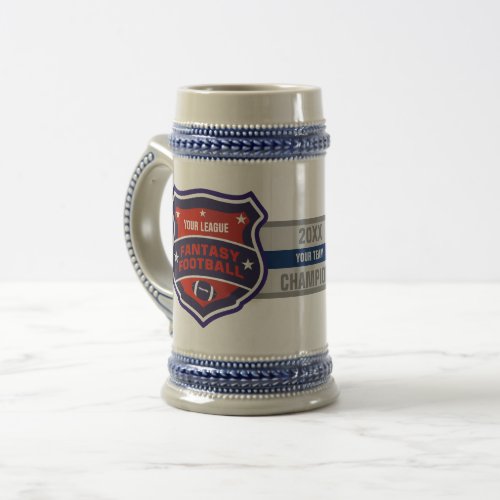 Fantasy Football Champ Shield Beer Stein