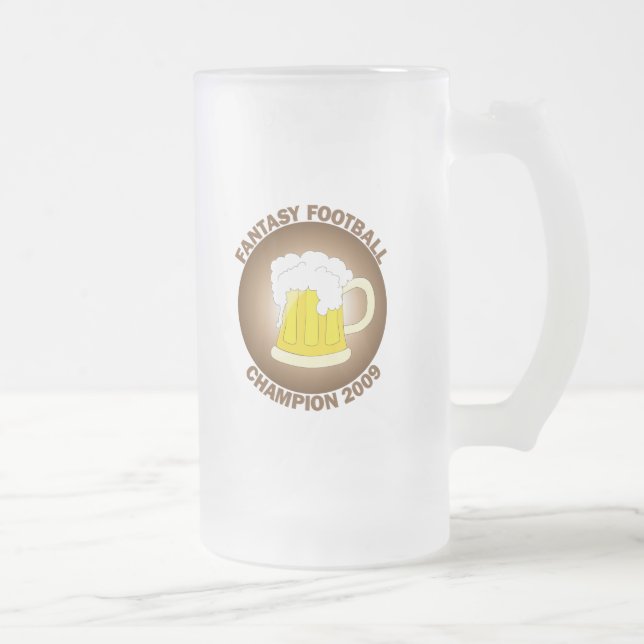Fantasy Football Champion 2009 Frosted Glass Beer Mug (Right)