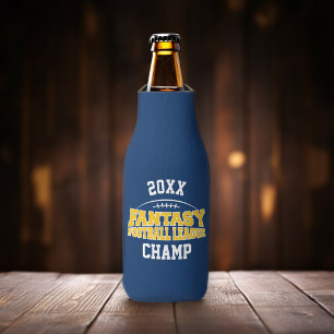 Fantasy Football Champion - Blue and Yellow Bottle Cooler