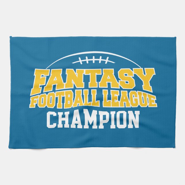 Fantasy Football Champion - Blue and Yellow Gold Towel (Horizontal)