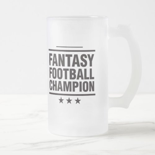 Fantasy Football Champion Frosted Glass Beer Mug
