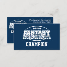 Fantasy Football Champion - Navy And White Business Card at Zazzle