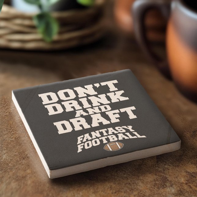 Fantasy Football Don't Drink and Draft - Black Stone Coaster (Custom Stone Coaster)