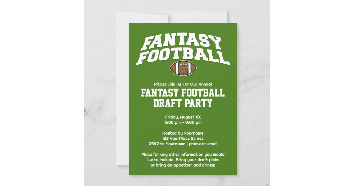 Fantasy Football Draft Party Invitation Printable Fantasy 