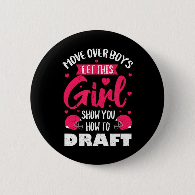 Fantasy Football Draft Party Kit Real Women Cute Button (Front)