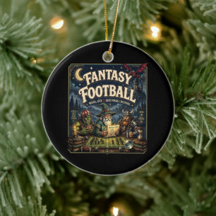 Fantasy Football, Dragon Wizard Fantasy Vintage Ceramic Ornament