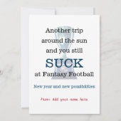 Fantasy Football Funny Birthday Card 5x7 Custom  (Back)