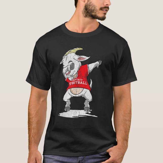 Fantasy Football GOAT Dabbing Champion Funny Draft T-Shirt (Front)