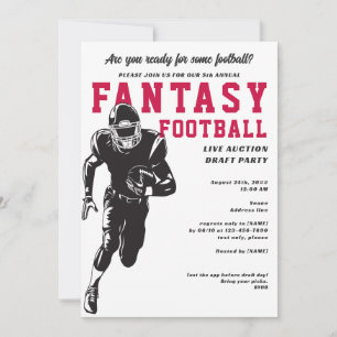 Fantasy Football League Auction Draft Lineup Party Invitation