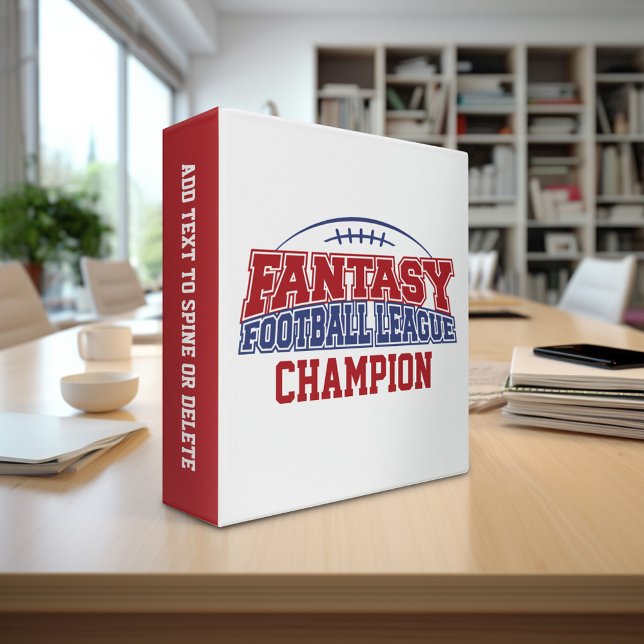 Fantasy Football League Champion 3 Ring Binder (Personalized 3-ring binder with a sports theme - football jersey with name and custom text)