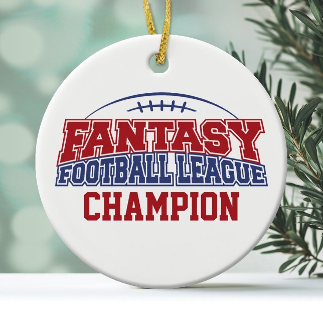 Fantasy Football League Champion Ceramic Ornament (Personalized Christmas Ornament - Fantasy Football League)