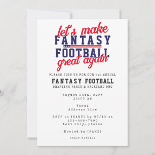 Fantasy Football League Great Again Drafting Party Invitation