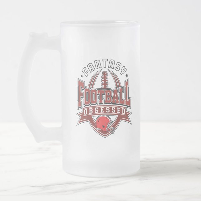 Fantasy Football Obsessed FFL League Frosted Glass Beer Mug (Left)