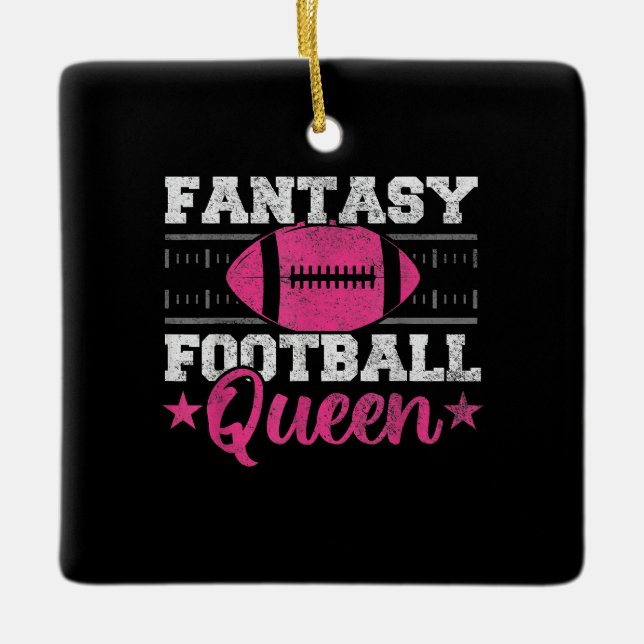 Fantasy Football Queen Funny Game Day Fantasy gift Ceramic Ornament (Front)
