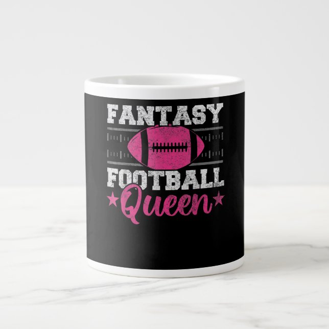 Fantasy Football Queen Funny Game Day Fantasy gift Giant Coffee Mug (Front)