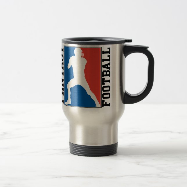 Fantasy Football, red white and blue Logo Travel Mug (Right)