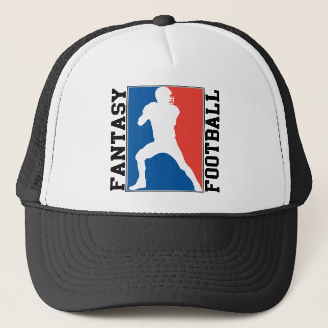 Fantasy Football, red white and blue Logo Trucker Hat (Front)