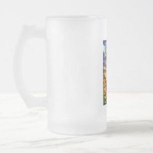 Fantasy football with dog frosted glass beer mug