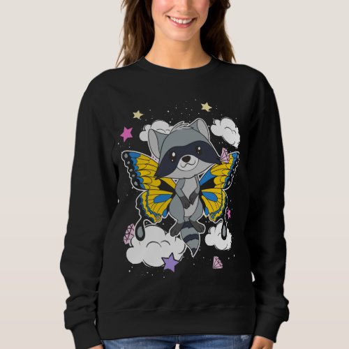 Fantasy Forest Animal Lover Butterfly Trash Panda  Sweatshirt
