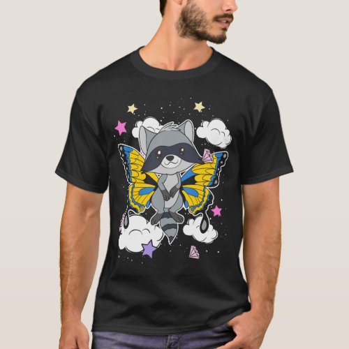 Fantasy Forest Animal Lover Butterfly Trash Panda  T_Shirt
