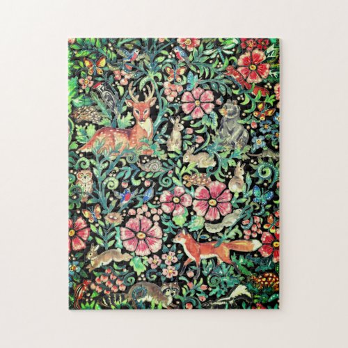 Fantasy Forest Animals Colorful Flowers Intricate Jigsaw Puzzle