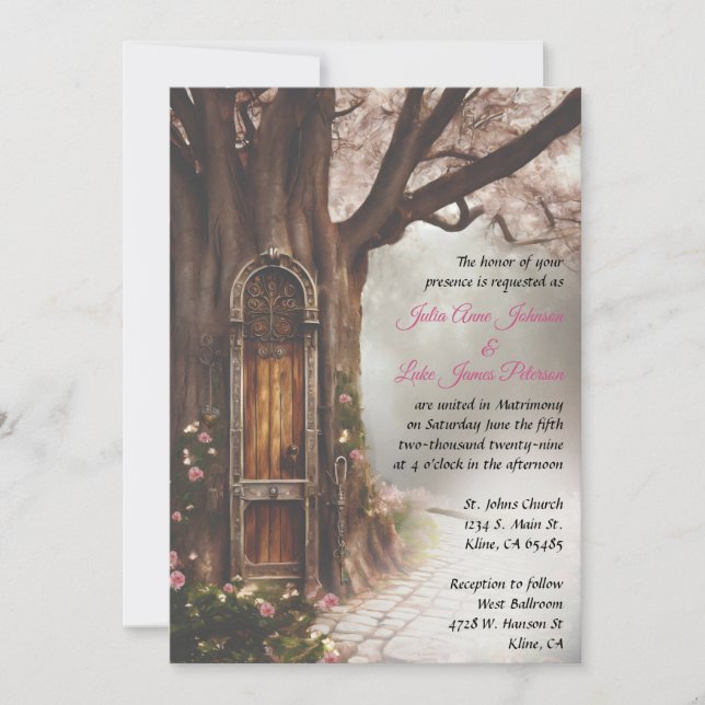 Fantasy Forest Fairy Door Invitation (Front)