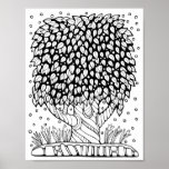 Fantasy Forest Leafy Tree Coloring Page Art Poster