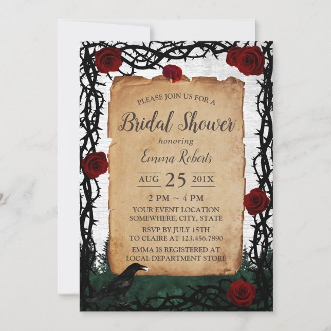Fantasy Forest Rose & Thorn Bridal Shower Invitation (Front)