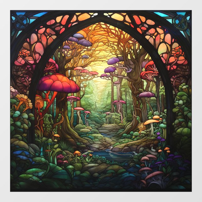 Fantasy Forest Stained Glass Window Cling (Sheet)