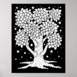 Fantasy Forest Starry Night Tree Coloring Page Art Poster