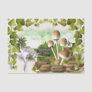 Fantasy Forest Unicorn Sparkle Mushroom Decoupage Tissue Paper