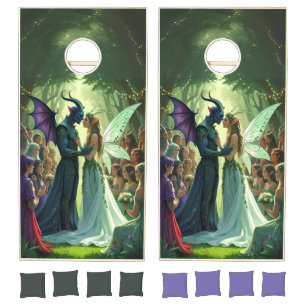 Fantasy Forest Wedding - Demon & Fairy Romance Cornhole Set
