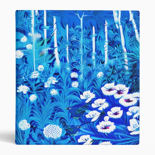 Fantasy Forest with Flowers and Birds 3 Ring Binder