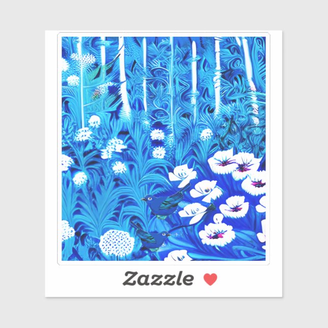 Fantasy Forest with Flowers and Birds Sticker (Sheet)