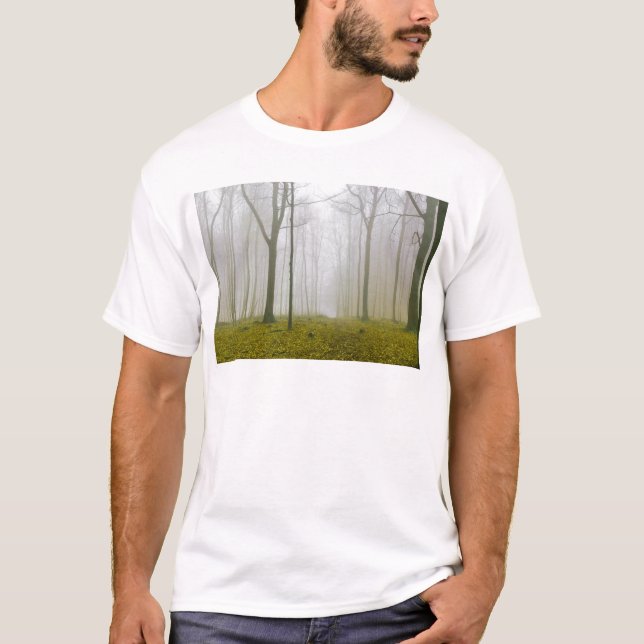 Fantasy forest with fog and yellow foliage T-Shirt (Front)
