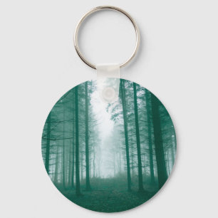 Fantasy forest with fog in Green Keychain