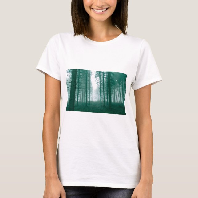 Fantasy forest with fog in Green T-Shirt (Front)