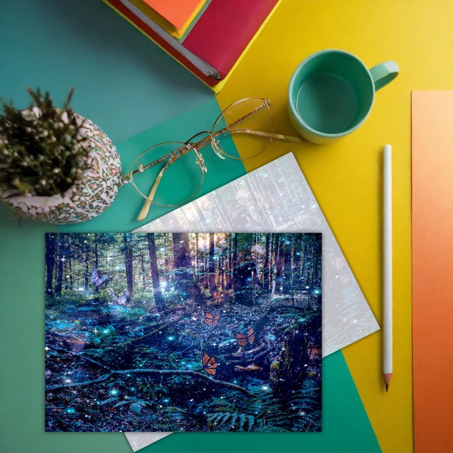 Fantasy Forest Woodland Butterflies Thank You Note Card (Creator Uploaded)