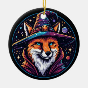 Fantasy Fox - Celestial Wizard Ceramic Ornament