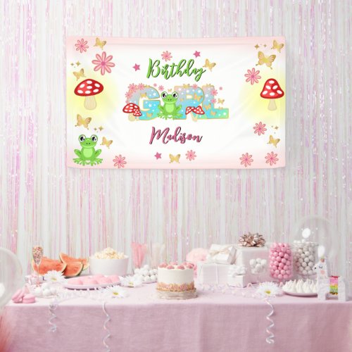 Fantasy Frog Mushroom birthday Banners